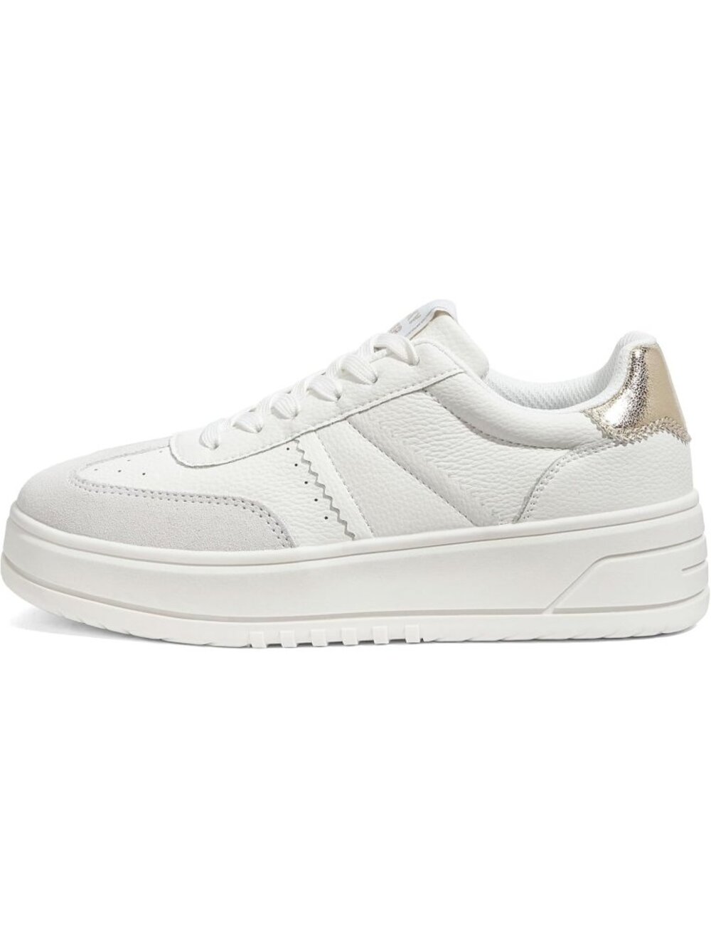 Women's White Lace Up Platform Thick Sole Comfortable Casual Fashion Sneakers